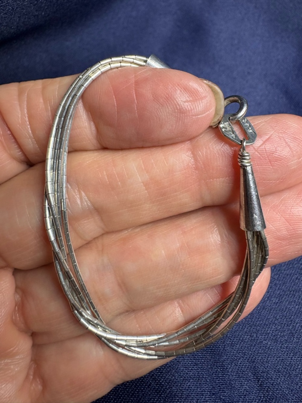 Bracelet 925 Liquid Sterling Silver Multi-Strand - Picture 5 of 6